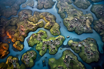 islands on the lake - beautiful panoramic aerial landscape