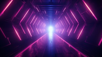 eon light tunnel with red and neon rainbow lights, in the style of rustic futurism, violet and aquamarine, high-angle, vintage aesthetics, poster, unreal engine 5, large canvas format