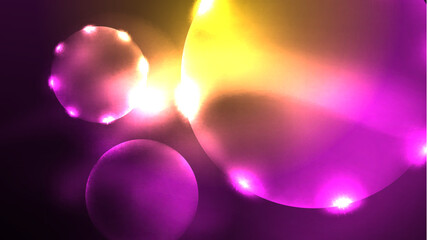 Circles with bright neon shiny light effects, abstract background wallpaper design