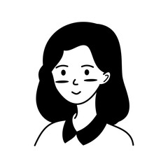 Cute beautiful smile women doodle icon flat vector design