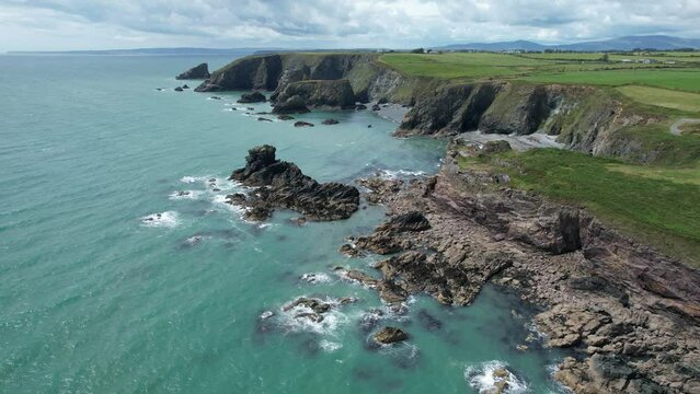 Copper Coast looking west towards Dungarvan on the Copper Coast Drive Waterford Ireland on a July Morning