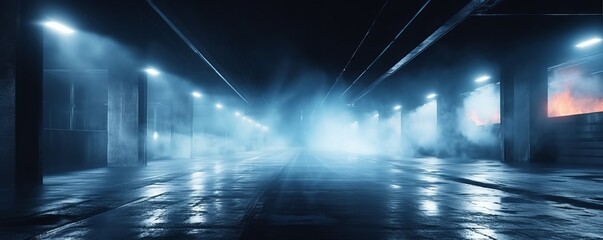 Enchanting Night: Dark Hallway Illuminated by Twinkling Lights, Festive Decorations, and a Hint of Mystery, Generative AI