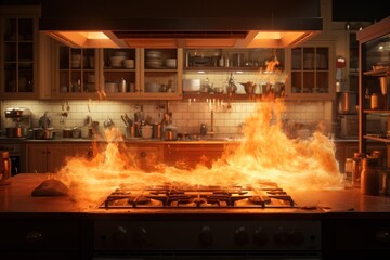 Accident, fire in the kitchen