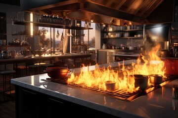 Accident, fire in the kitchen