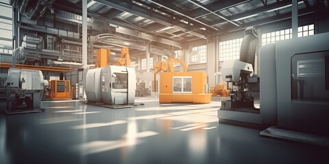 Modern Machine Tools in Factory Background with ing, Generative AI