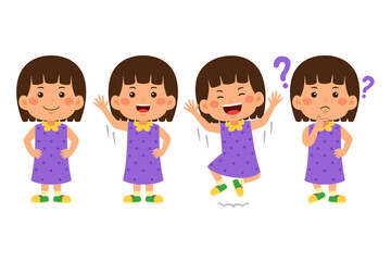 cute little kid girl vector illustration