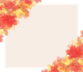 Naklejka na ściany i meble Colorful maple leaf frame illustration , 알록달록 단풍잎 틀 일러스트