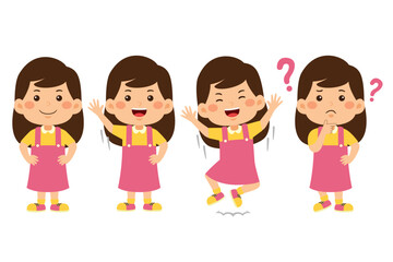 cute little kid girl vector illustration