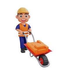 Obraz na płótnie Canvas 3d render cute construction workers activities