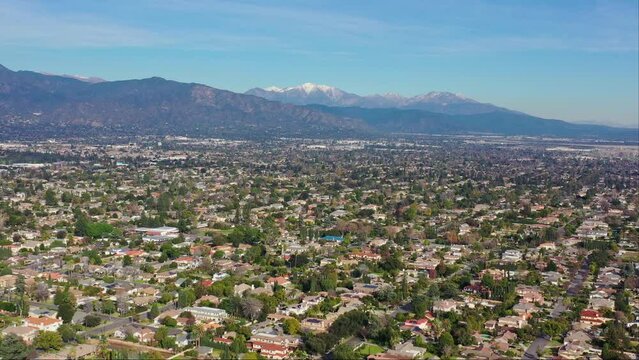 Aerial view of the Los Angeles area cityscape