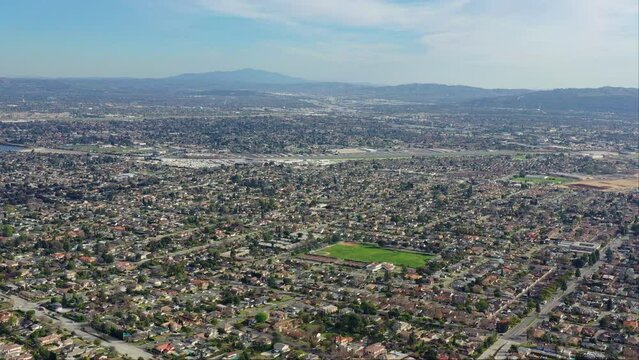 Aerial view of the Los Angeles area cityscape