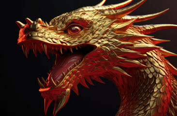 chinese dragon wallpaper art & design, in the style of aggressive digital illustration, generative AI