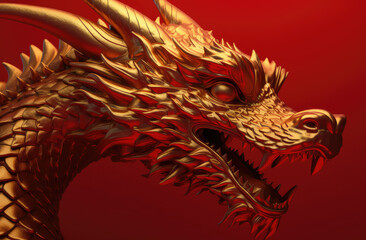 chinese dragon wallpaper art & design, in the style of aggressive digital illustration, generative AI