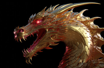 chinese dragon wallpaper art & design, in the style of aggressive digital illustration, generative AI