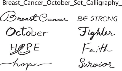 Text calligraphy font lettering hand written breast cancer awareness october symbol support medical ribbon help hope illustration vector campaign survivor pink color quote flight health care wellness 