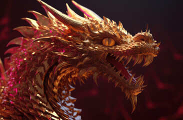 chinese dragon wallpaper art & design, in the style of aggressive digital illustration, generative AI