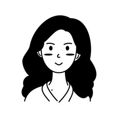 Cute beautiful smile women doodle icon flat vector design