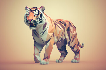 Low Poly Illustration of a tiger - Geometric Art