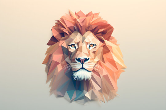 Low Poly Illustration of a lion - Geometric Art