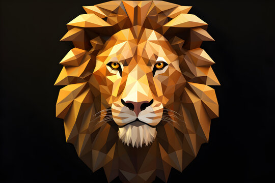 Low Poly Illustration of a lion - Geometric Art