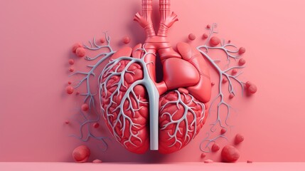 3D illustration of the human organ systems, Human internal organs. Anatomy. Nervous, circulatory, digestive, excretory, urinary,and bone systems. Medical education concept, Generative AI illustration