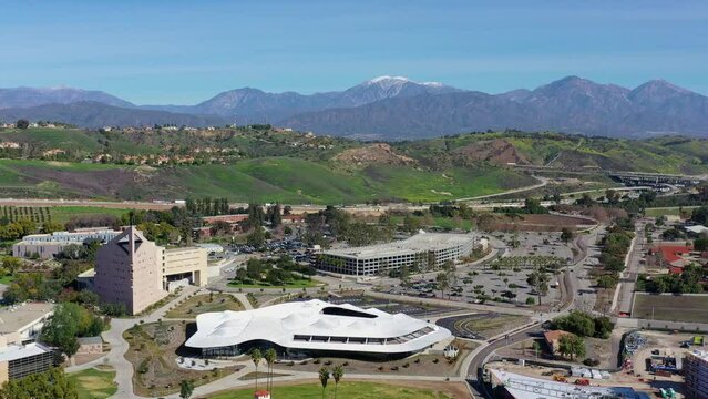 Aerial view of the Student Service building of Cal Poly Pomona University