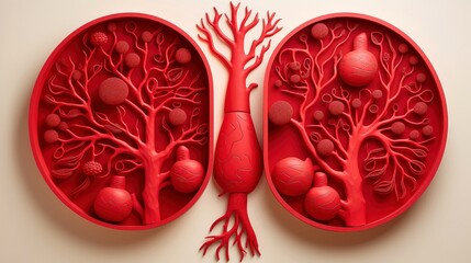 Fototapeta premium 3D illustration of the human organ systems, Human internal organs. Anatomy. Nervous, circulatory, digestive, excretory, urinary,and bone systems. Medical education concept, Generative AI illustration