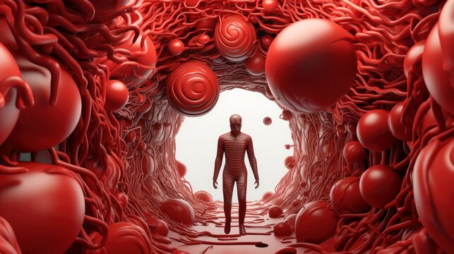 3D illustration of the human organ systems, Human internal organs. Anatomy. Nervous, circulatory, digestive, excretory, urinary,and bone systems. Medical education concept, Generative AI illustration