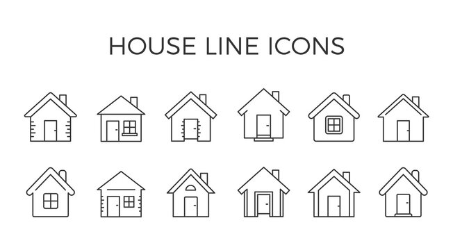 Set of house line icons, vector eps10 illustration