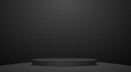 black podium in black studio use as background
