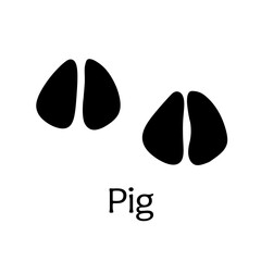 Black silhouette pig footprint isolated on white