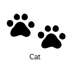 Black silhouette cat footprint isolated on white
