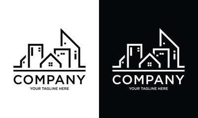 Building logo illustration graphic design vector in line art style. Good for branding, advertising, real estate, construction, homes