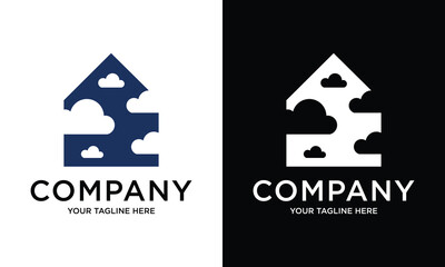 Vector cloud and house logo design.