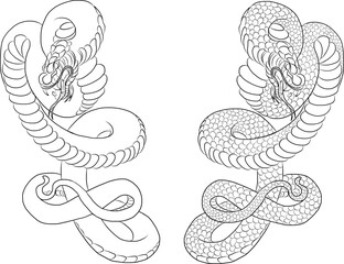 snake cobra tattoo style Cobra vector. king Cobra snake with mouth open.Snake cobra illustration.