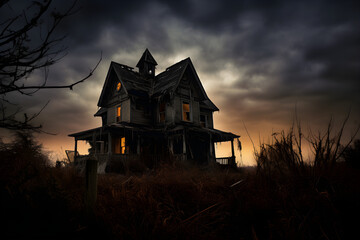 spooky haunted house on the hill