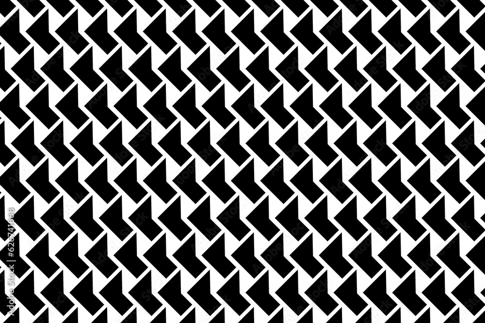 Poster black and white optical illusion block tiles seamless pattern. abstract accessory op art blocks stru