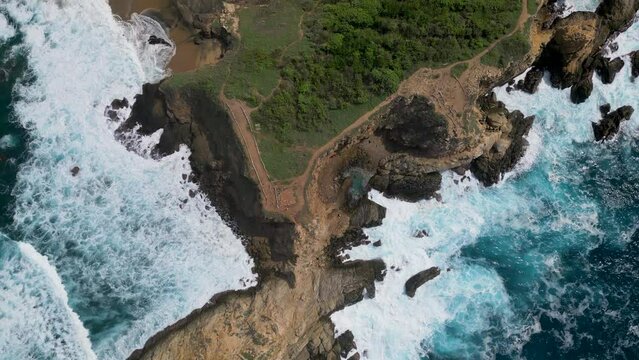 Ocean Waves Hitting Cliffs in Punta Cometa, Oaxaca Mexico