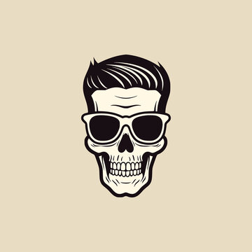 simple skull head eyeglass logo vector illustration template design