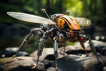 Fototapeta premium winged insect drone robot concept