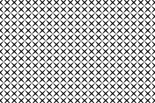 Black X cross seamless pattern with white background. Crosses structure tiles vector illustration.