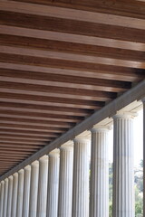 Building pattern perspective with many columns and striped ceiling