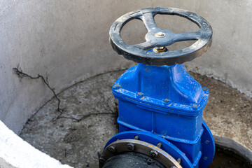 A valve or valve in a valve concrete well of an underground sewer