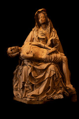 Pieta, a wooden sculpture of Virgin Mary with her son
