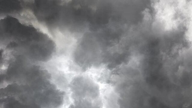 dark Sky With Thunderstorm In gray Clouds