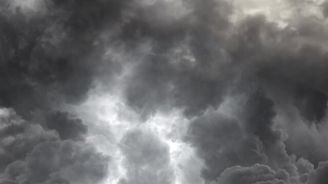 Thunderstorms Dark Sky With  Lightning Hurricane 4k