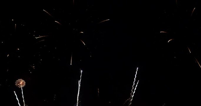 Green Firework celebrate anniversary happy new year 2024, 4th of july holiday festival. Green firework in night time celebrate national holiday. Countdown to new year 2024 festival party time event