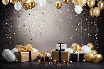 The epitome of sophistication A birthday border design with sparkling gold elements signifying luxury
