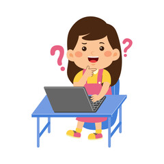cute little kid girl use laptop 