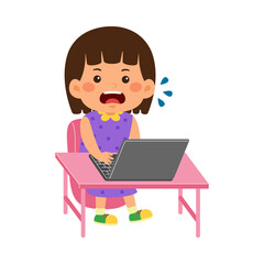 cute little kid girl use laptop 